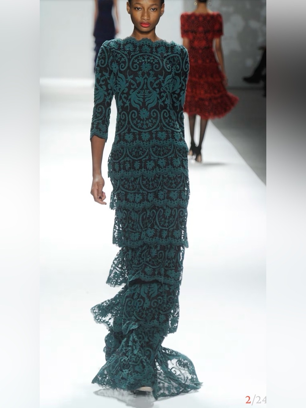 Tadashi Shoji Black And Teal Lace Dress Tiered Skirt Size 6